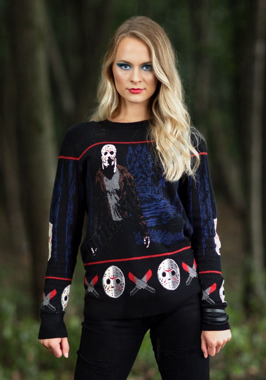 Friday the 13th Camp Crystal Lake Adult Halloween Sweater Promotions - -1