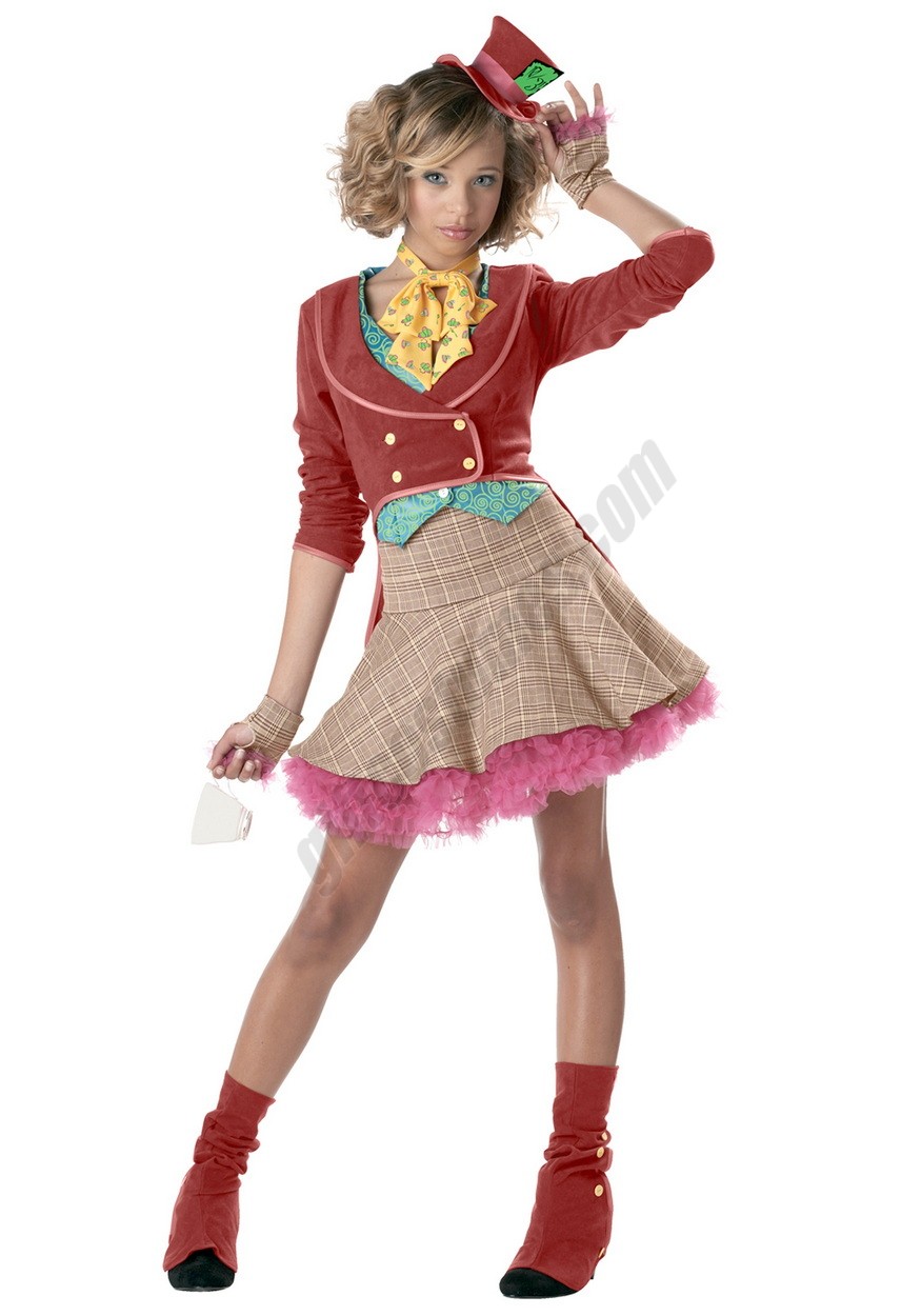 Whimsical Mad Hatter Dress Costume for Teens Promotions - -0