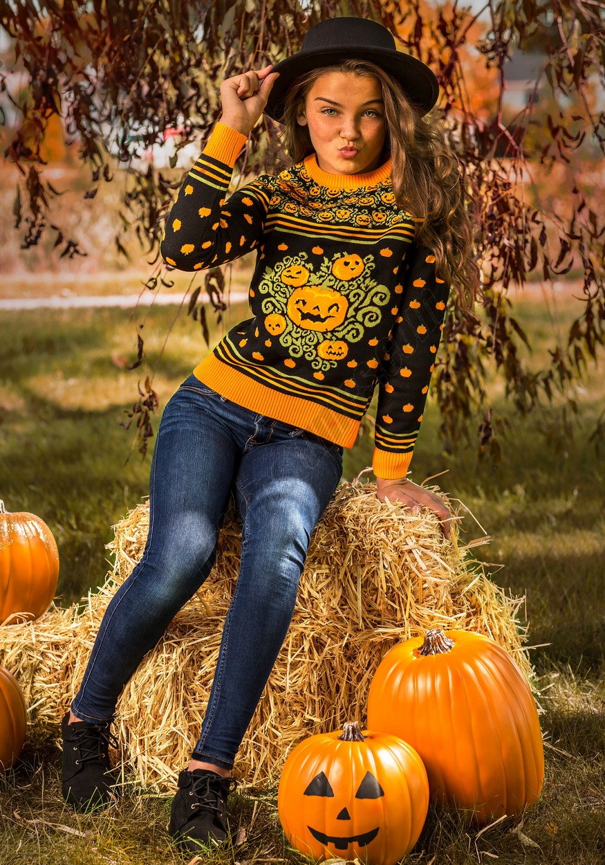 Kid's Pumpkin Patch Halloween Sweater Promotions - -4
