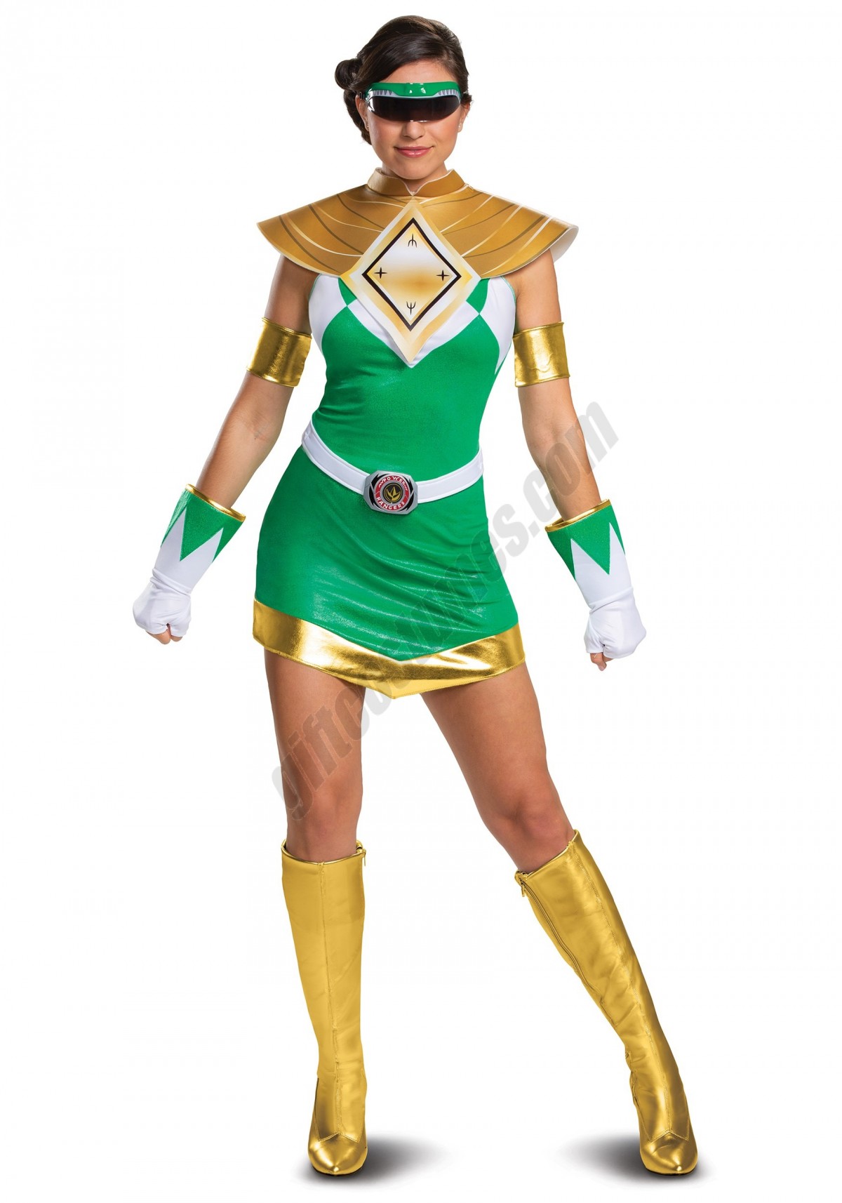 Women's Power Rangers Deluxe Green Ranger Costume - -0