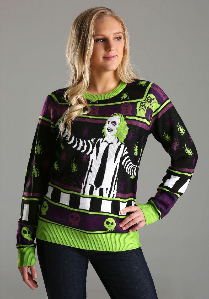 Beetlejuice It's Showtime! Halloween Sweater for Adults Promotions - -3