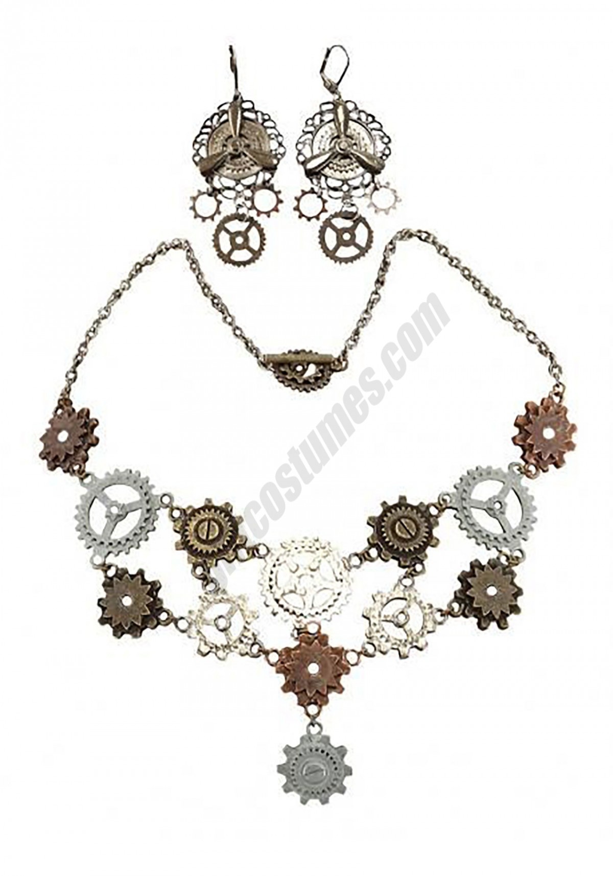 Multi Gear Necklace & Earrings for Adults Promotions - -0
