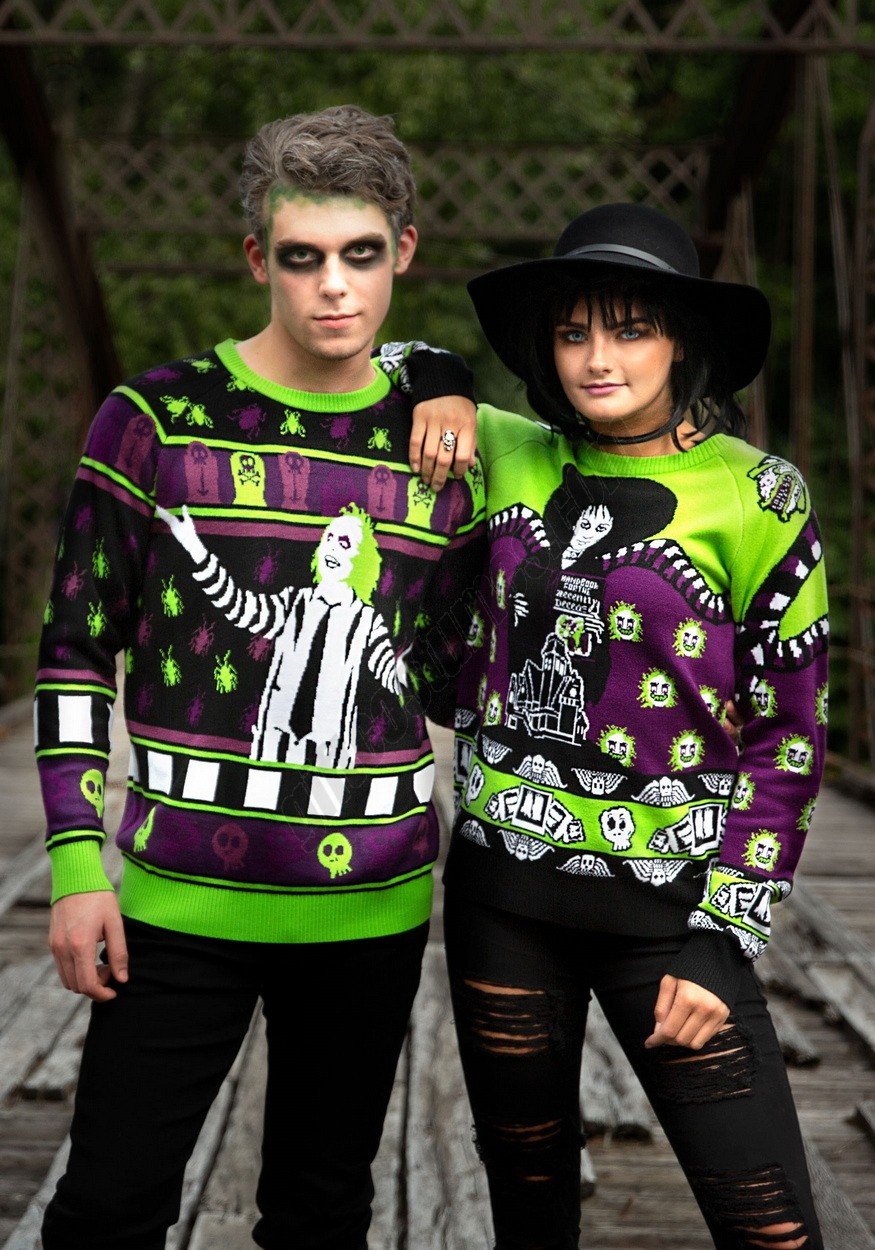 Beetlejuice It's Showtime! Halloween Sweater for Adults Promotions - -1