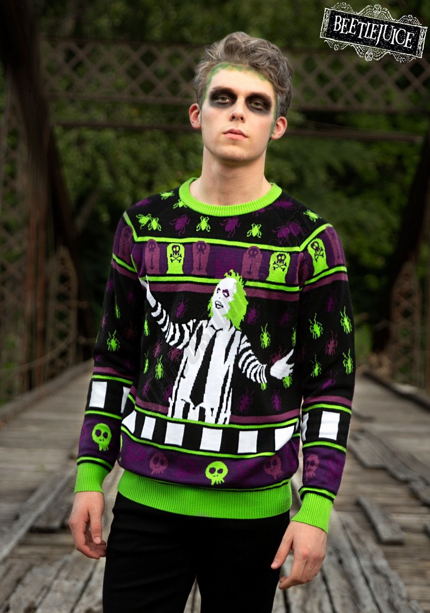 Beetlejuice It's Showtime! Halloween Sweater for Adults Promotions - -0