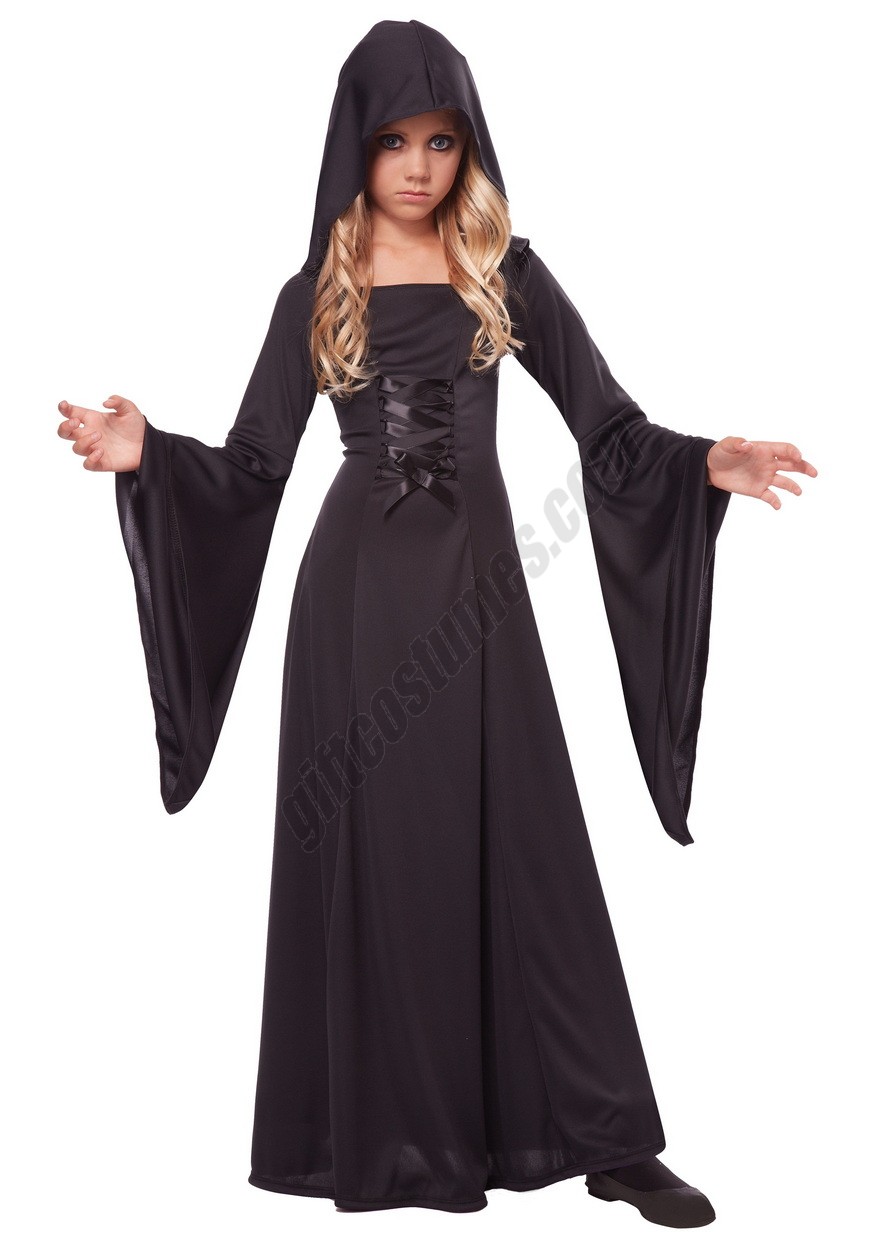 Girl's Deluxe Black Hooded Robe Costume Promotions - -0