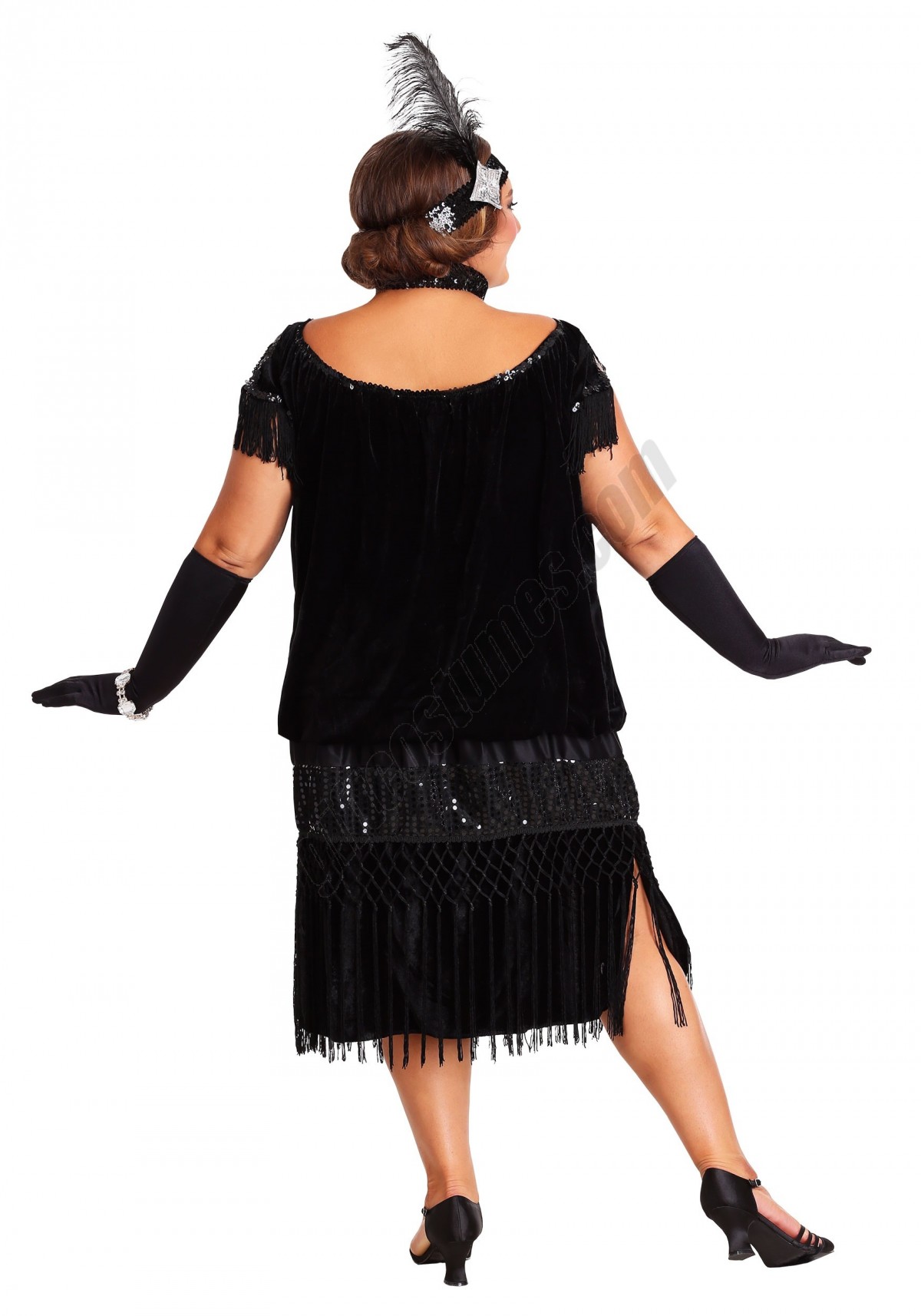 Plus Size Black Flapper Costume for Women - -1