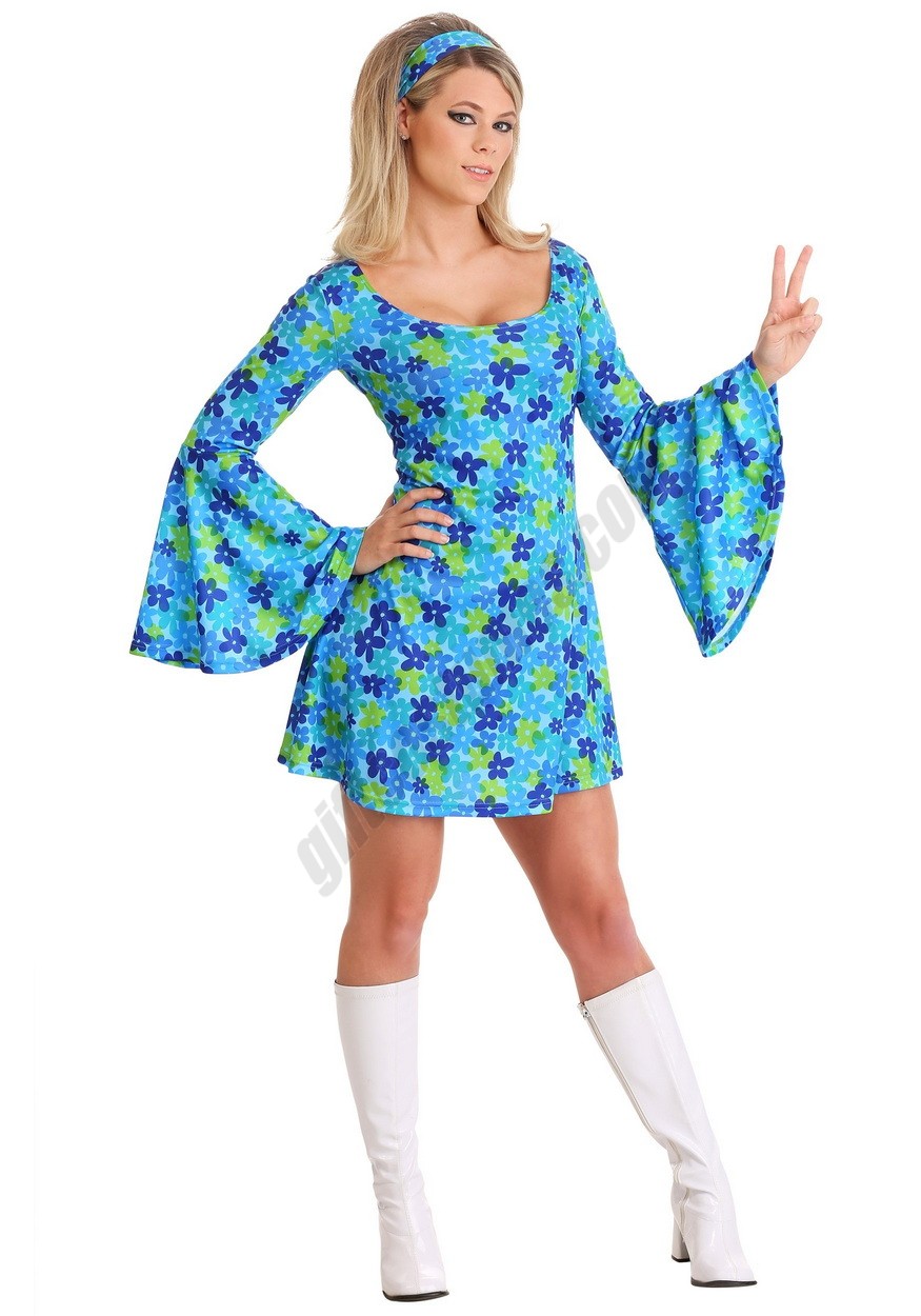 Women's Wild Flower 70's Disco Dress Costume - -0