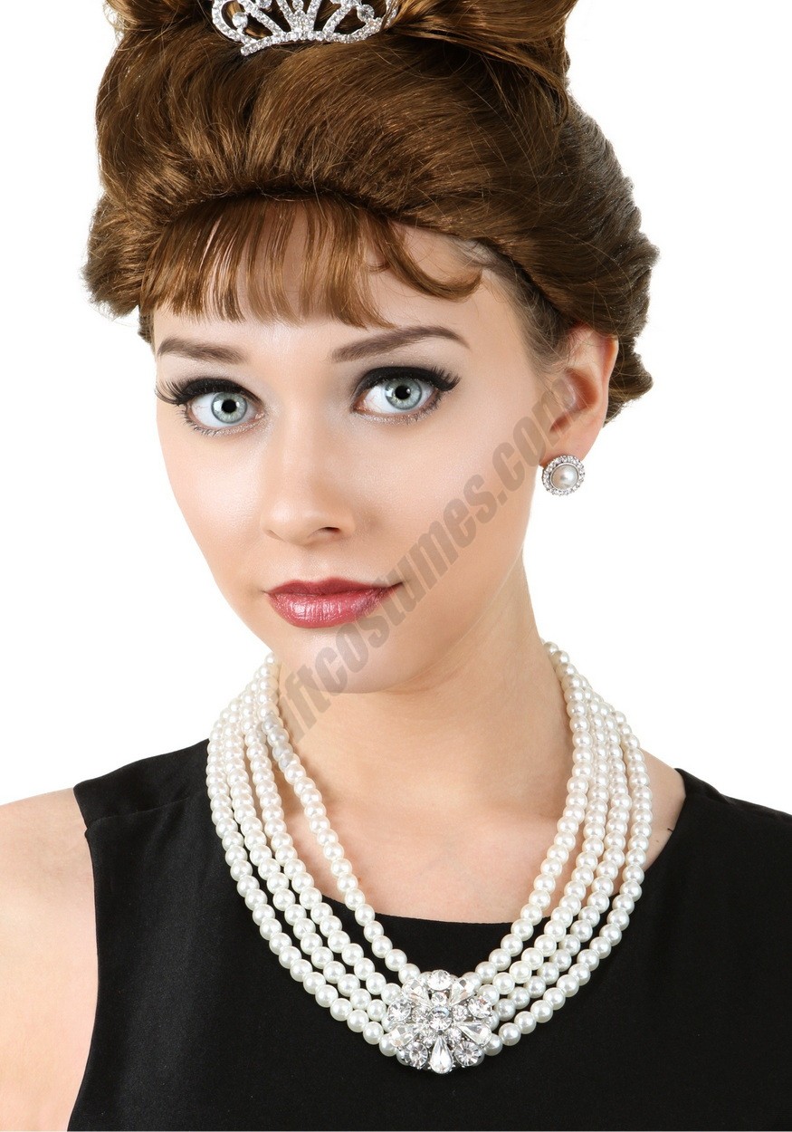 Pearl and Brooch Necklace and Earring Set Promotions - -1