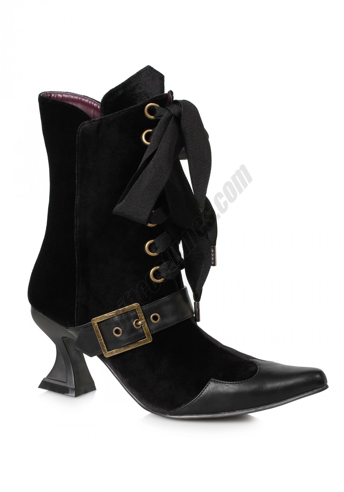 Black Velvet Heeled Boots for Women Promotions - -0
