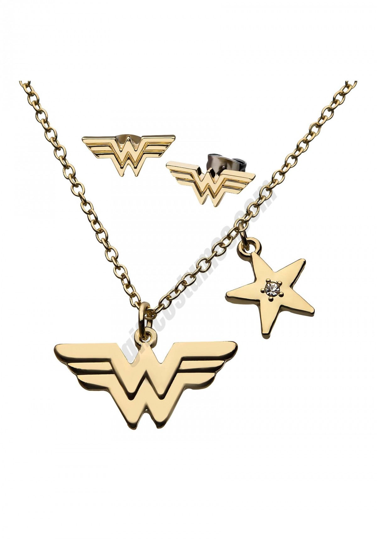 DC Comics Wonder Woman Logo Necklace & Earrings Set Promotions - -0