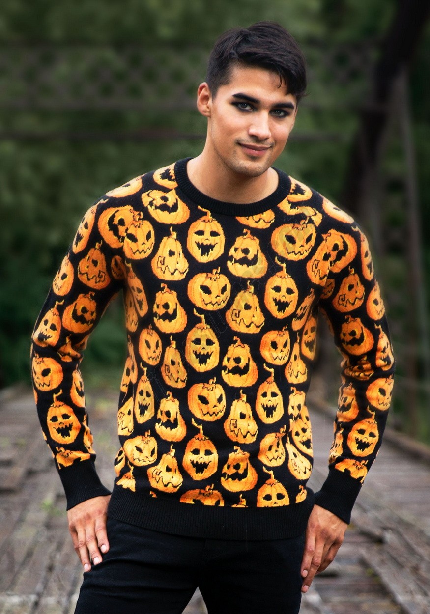 Adult Pumpkin Frenzy Halloween Sweater Promotions - -1
