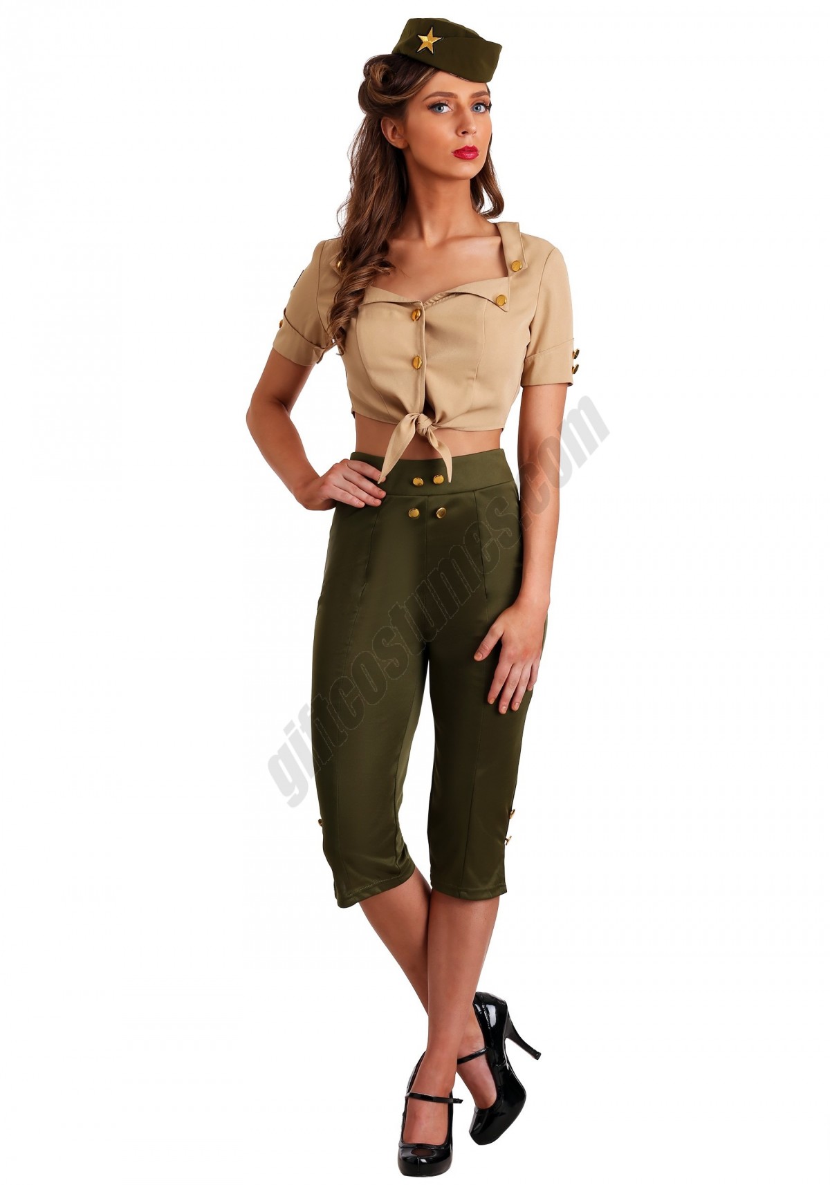 Women's Vintage Pin Up Soldier Costume - -0