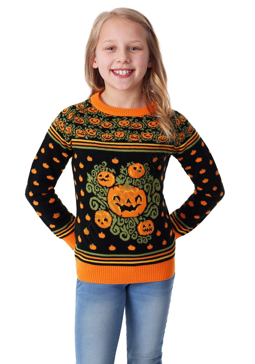 Kid's Pumpkin Patch Halloween Sweater Promotions - -9