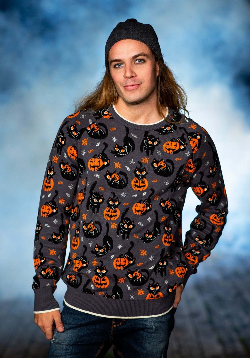 Adult Quirky Kitty Halloween Sweater Promotions - -1