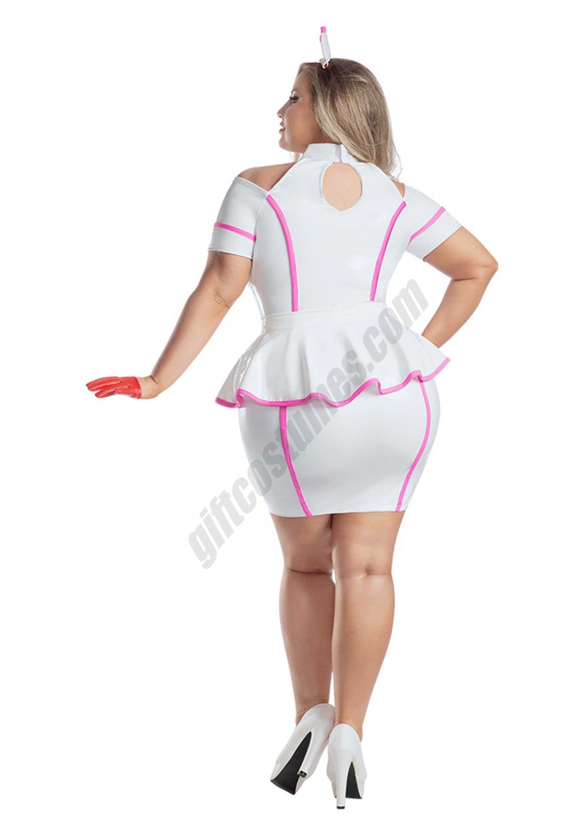 Plus Size Womens Pink Nurse Costume - -1