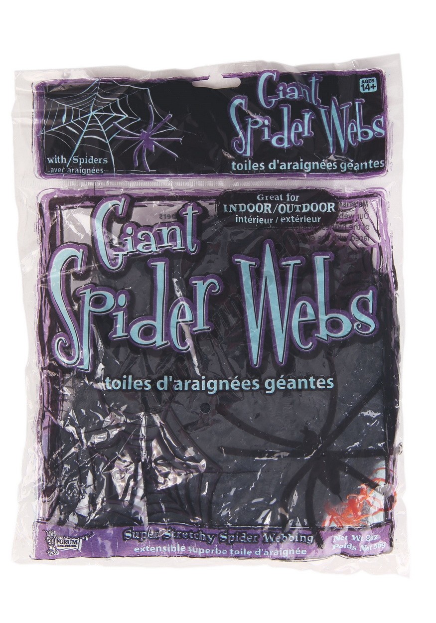 Black 60g Large Spider Web w/Spiders Decoration Promotions - -0