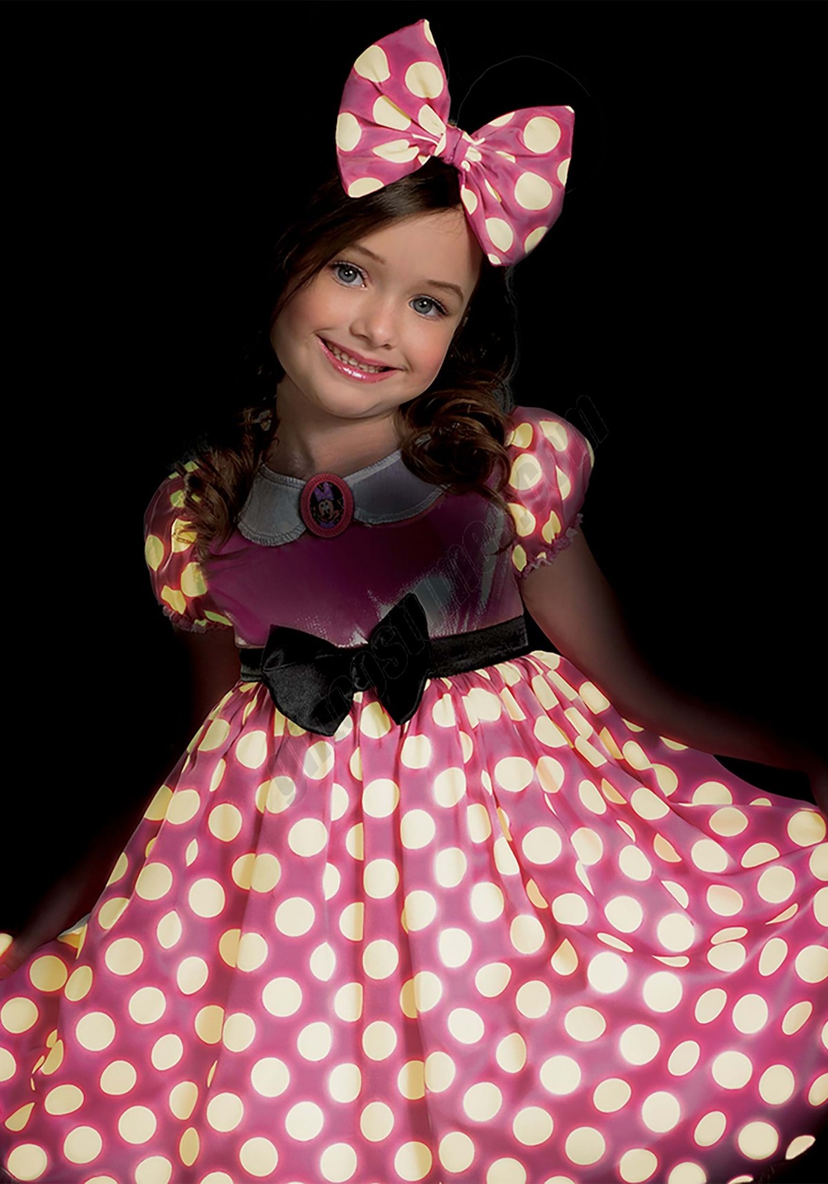 Minnie Mouse Girls Glow in the Dark Dot Pink Dress Promotions - -1
