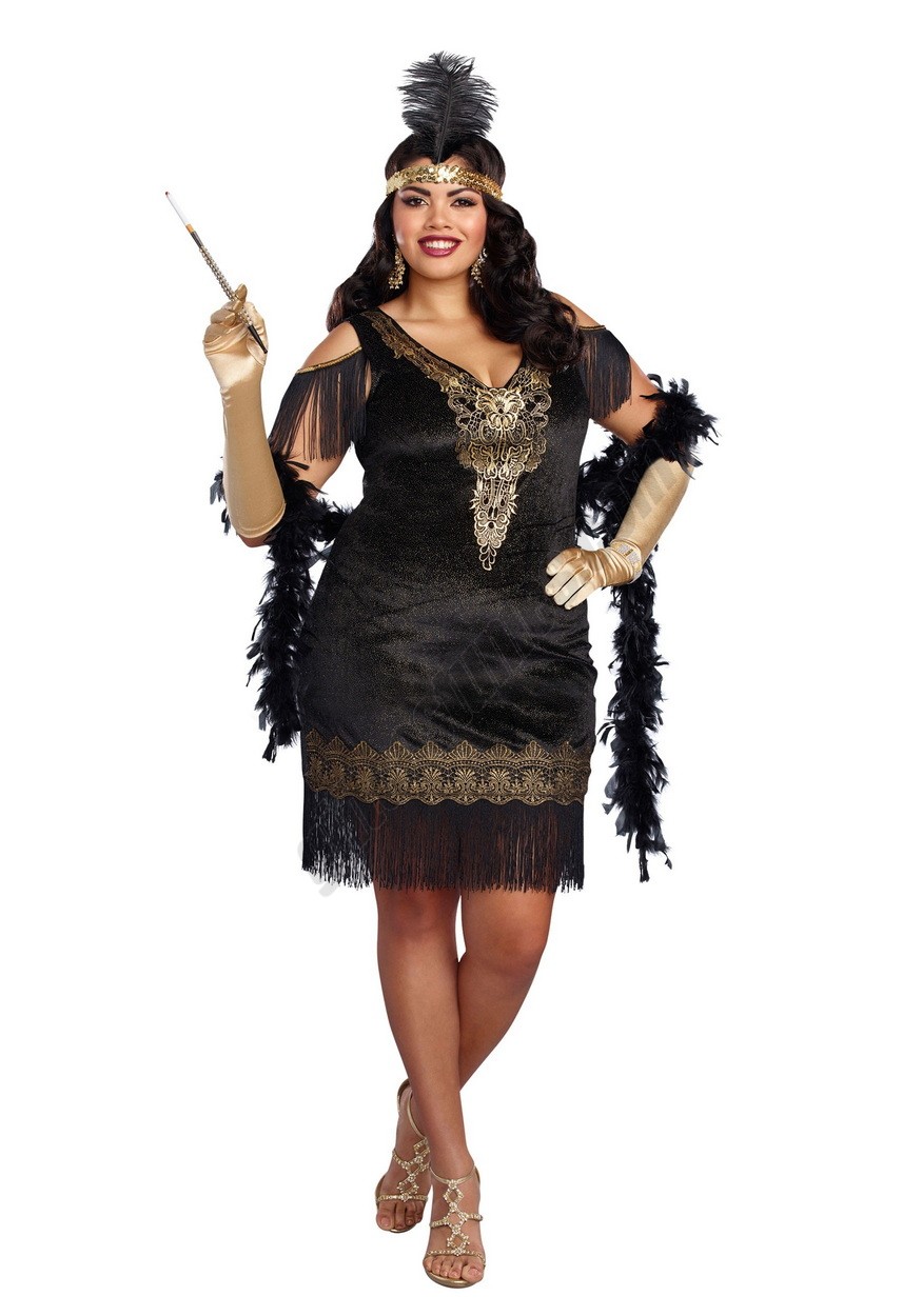 Ladies Plus Size Swanky Flapper Costume Promotions - -0