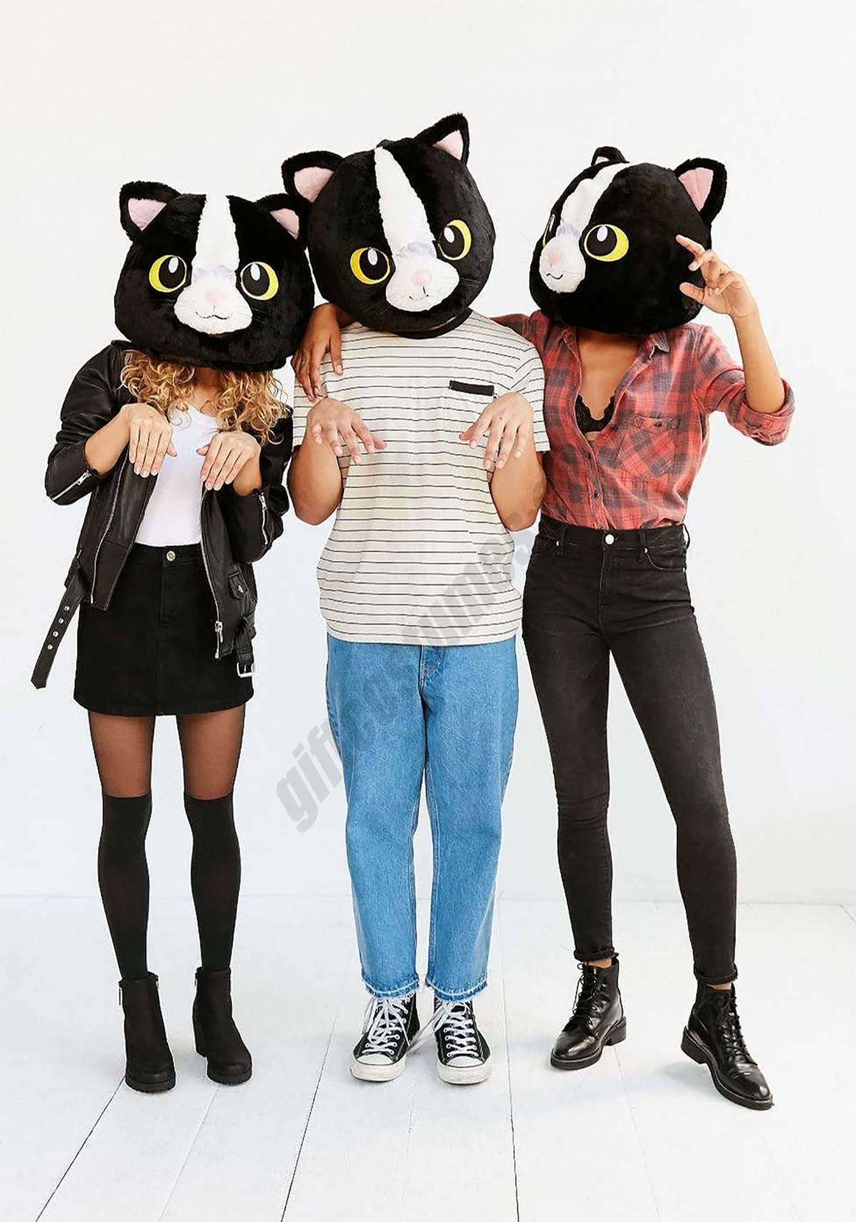 Adult Black Cat Mascot Head Mask Promotions - -3