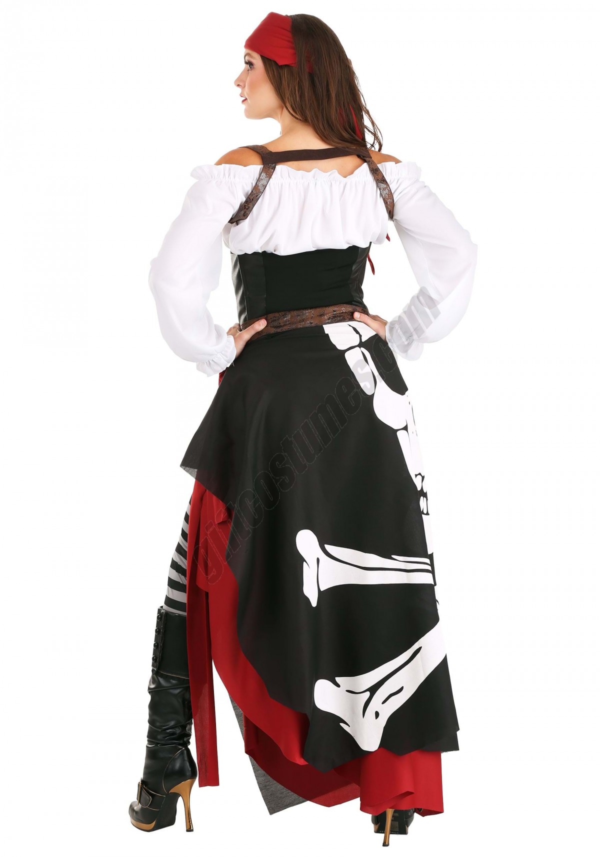Skeleton Flag Rogue Pirate Costume for Women - -1