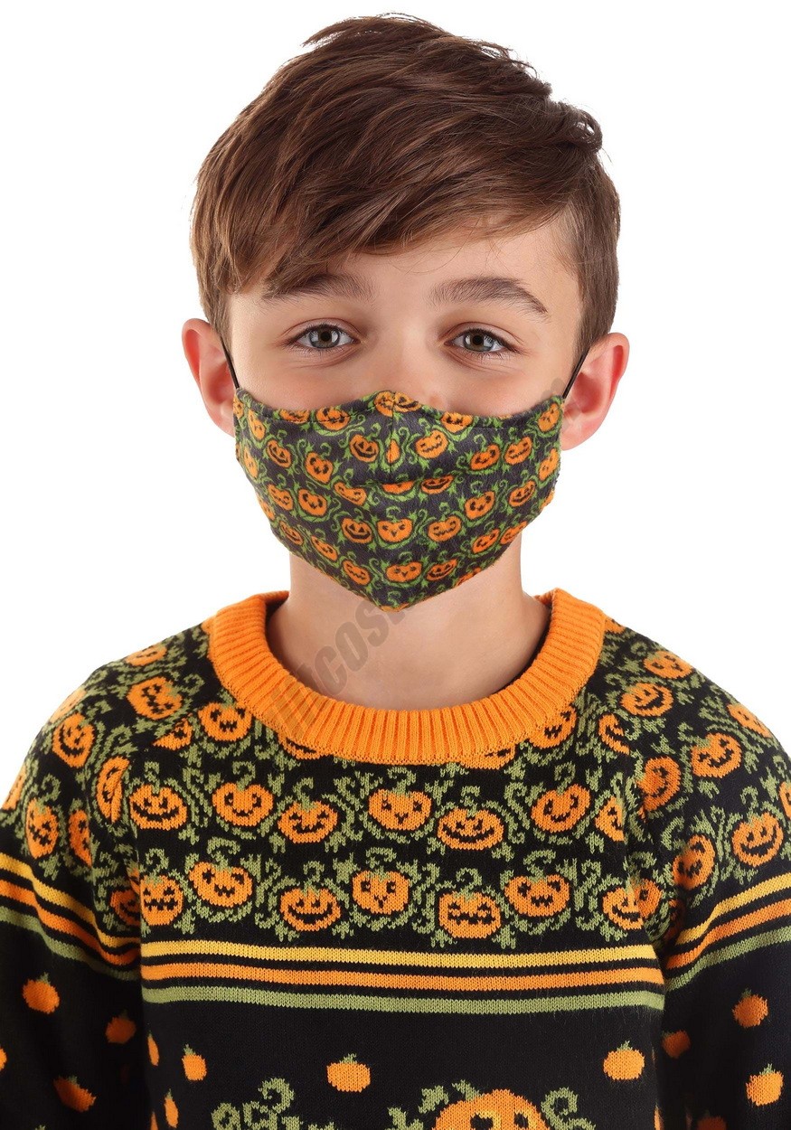Kids Sublimated Pumpkins Face Mask Promotions - -3