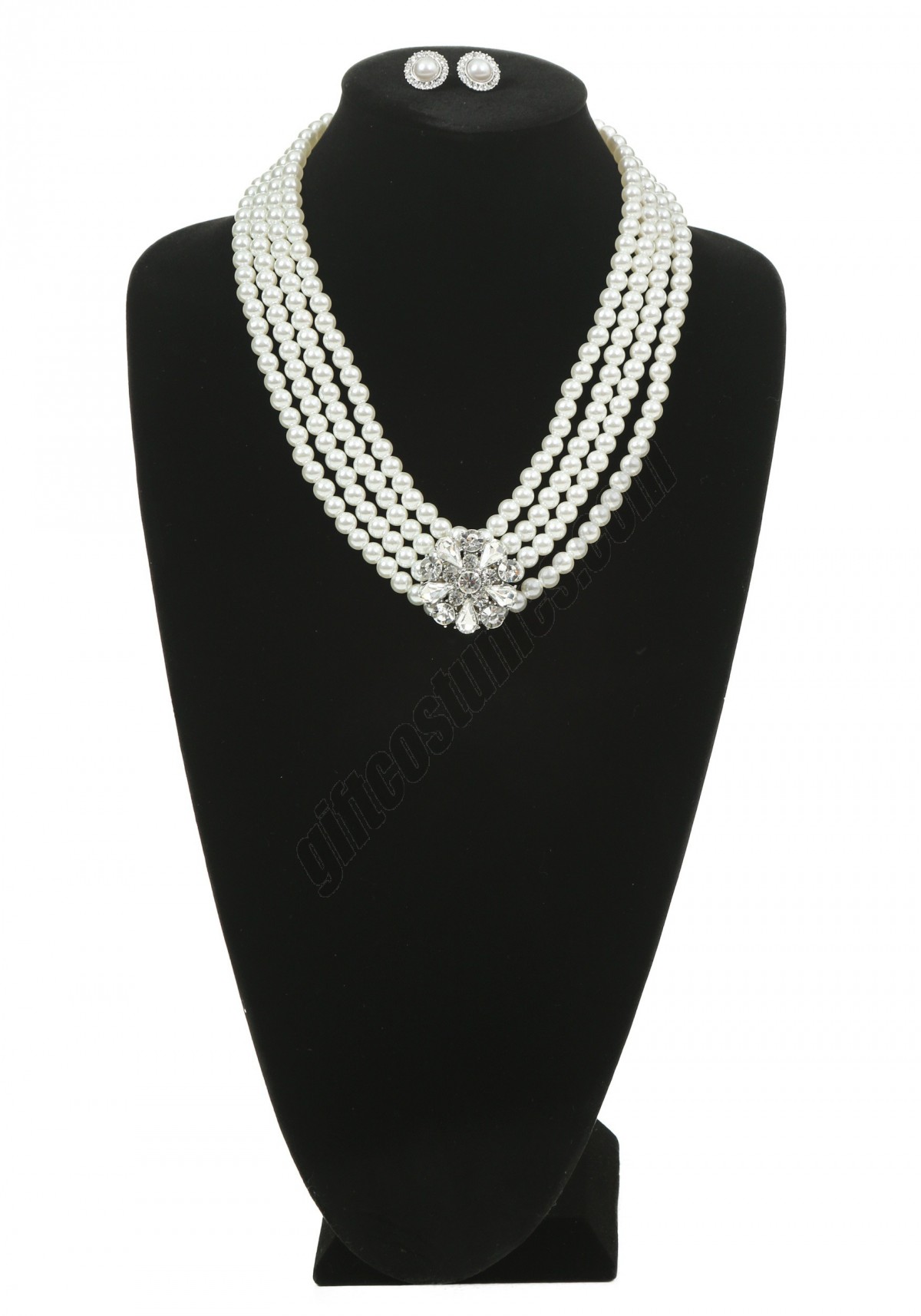 Pearl and Brooch Necklace and Earring Set Promotions - -0