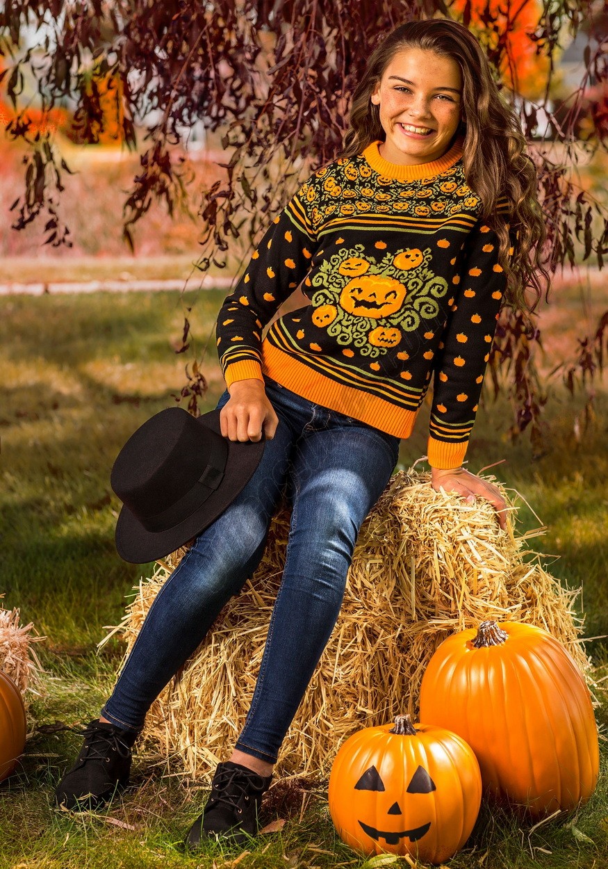Kid's Pumpkin Patch Halloween Sweater Promotions - -0