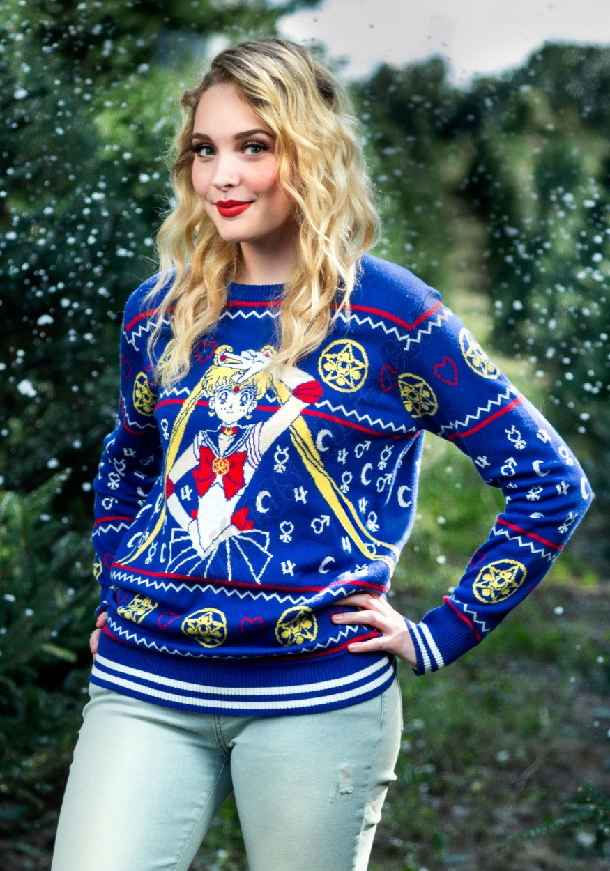 Adult Sailor Moon Fair Isle Ugly Christmas Sweater Promotions - -0
