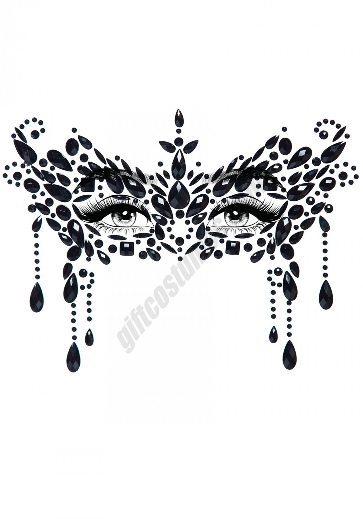 Adhesive Masquerade Black Face Jewels Promotions - -0