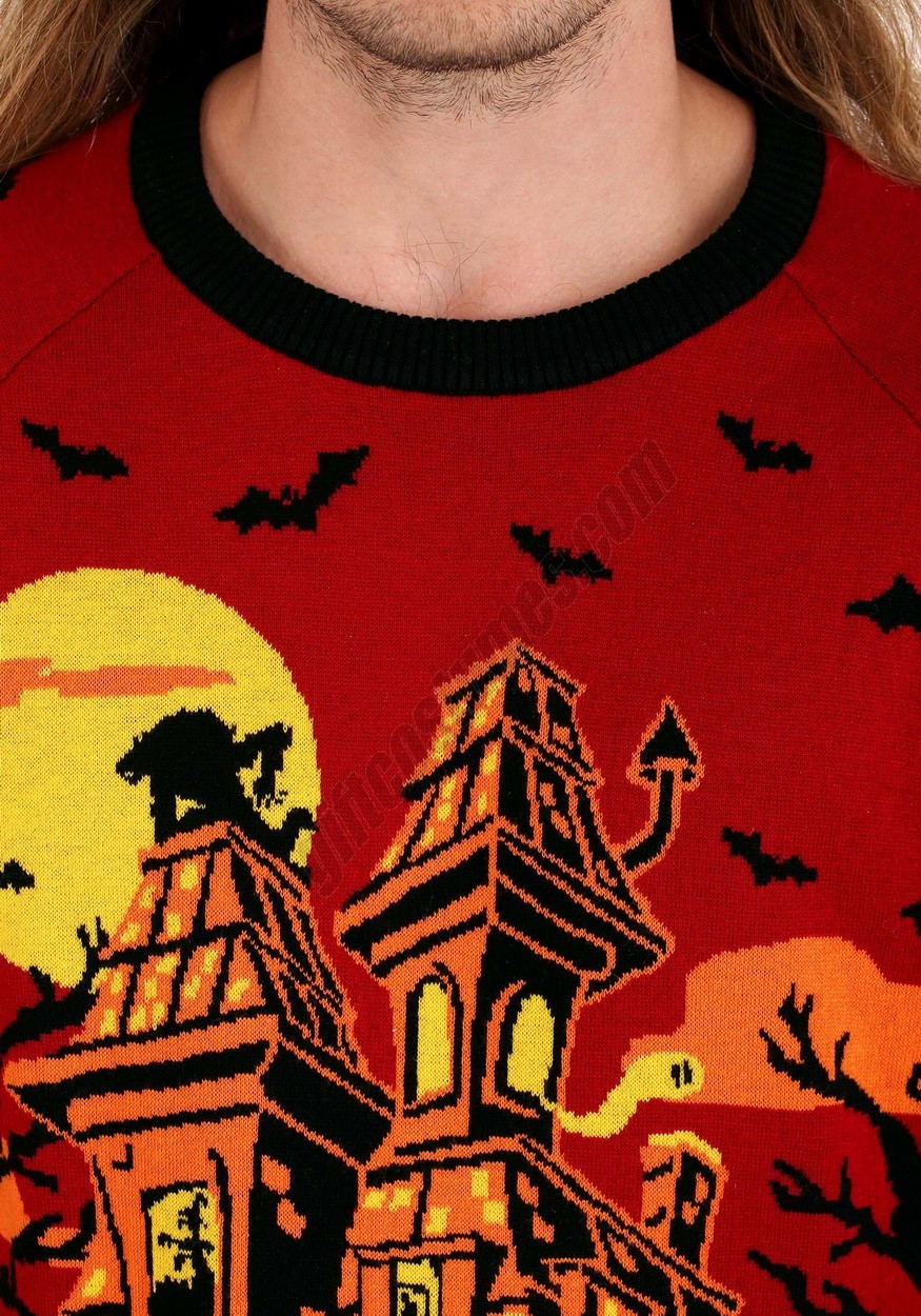Haunted House Adult Halloween Sweater Promotions - -5
