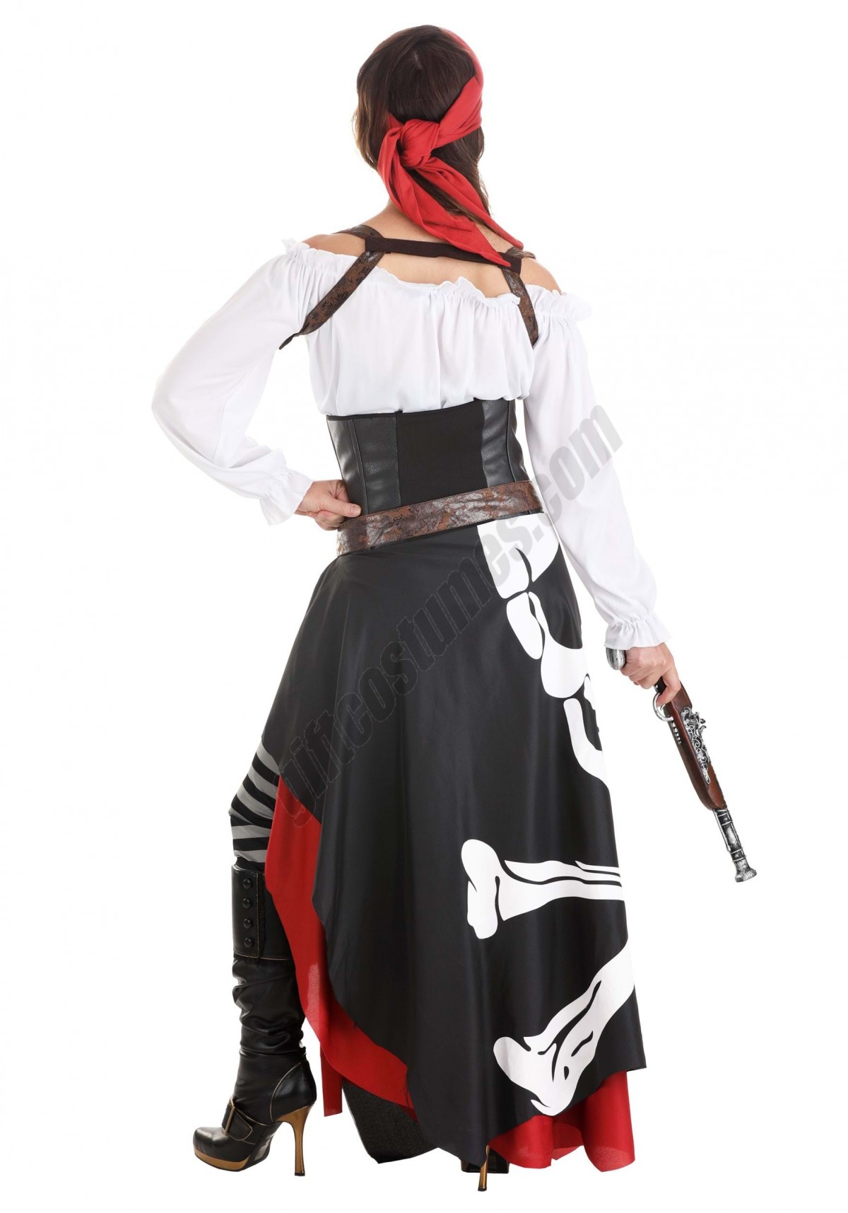 Skeleton Flag Rogue Pirate Costume for Women - -10