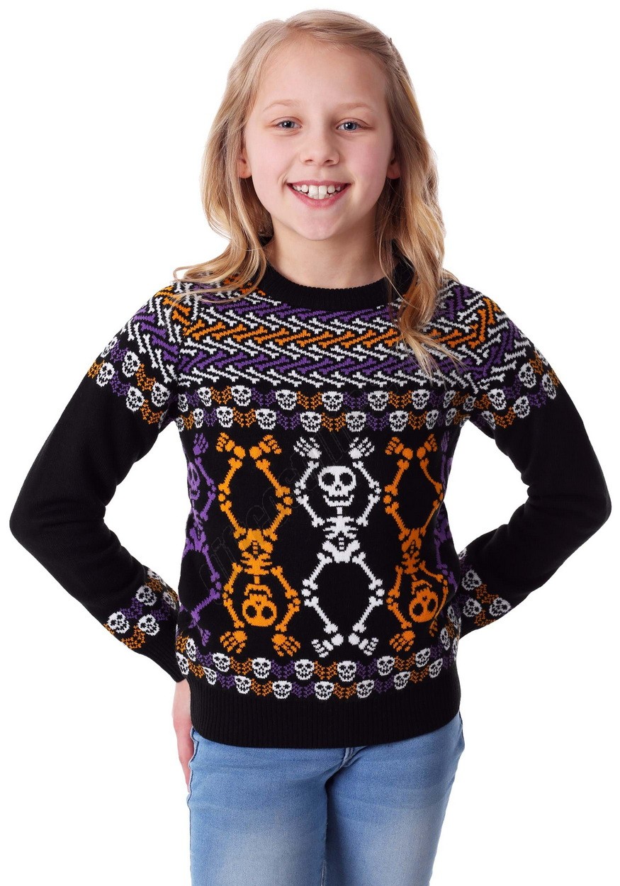 Day of the Dead Dancing Skeletons Child Halloween Sweater Promotions - -1