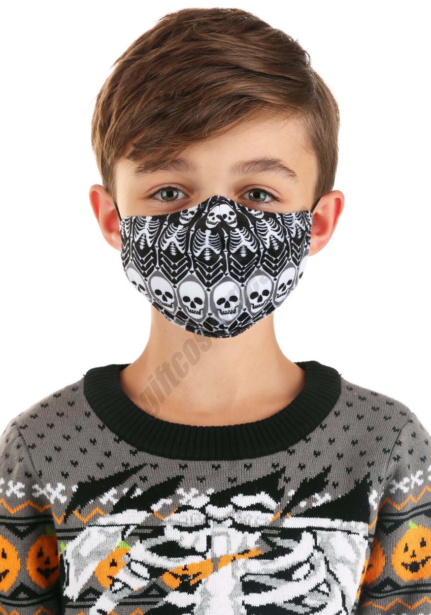 Child Sublimated Skeleton Pattern Face Mask Promotions - -3
