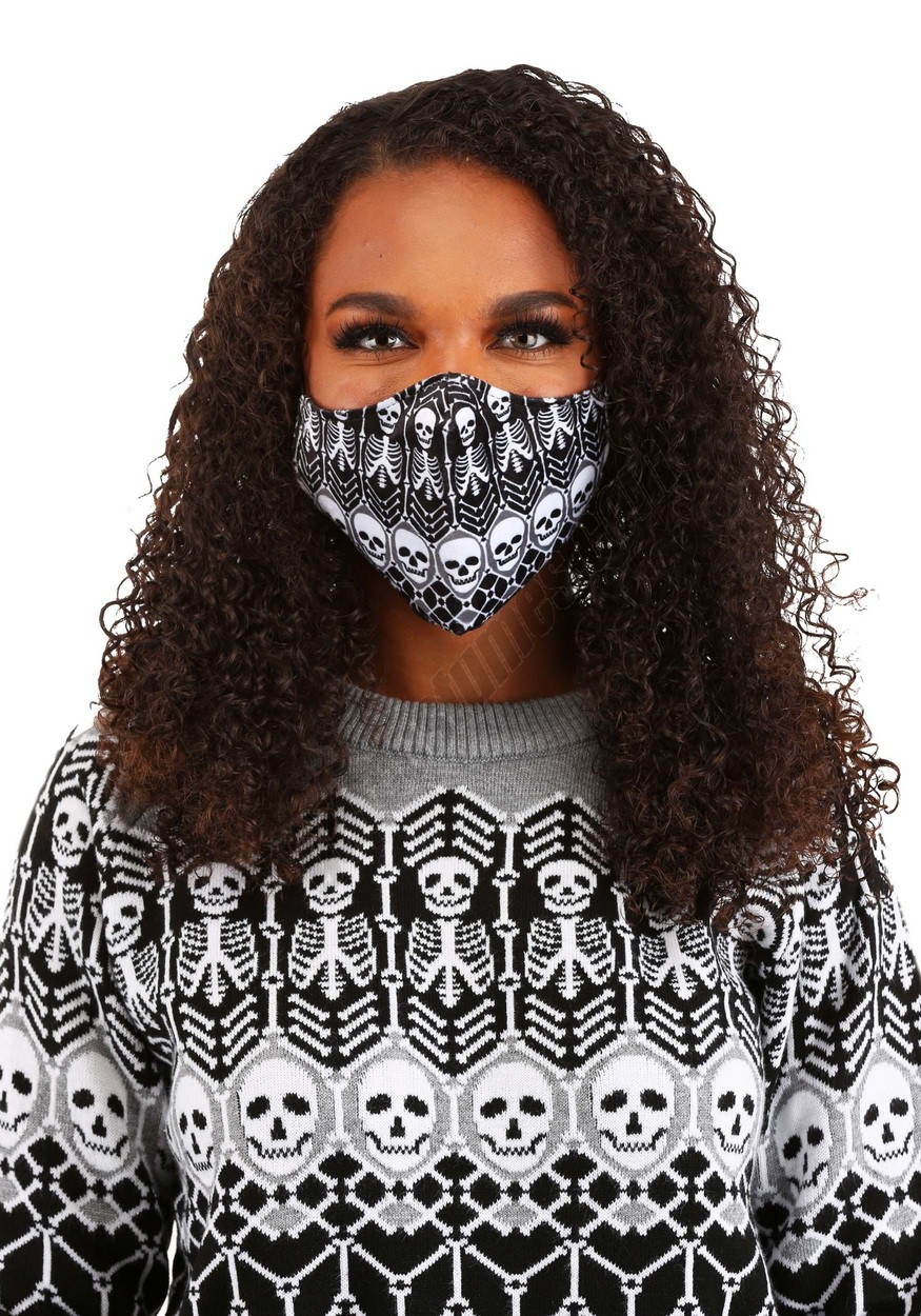 Skeletons Pattern Sublimated Face Mask for Adults Promotions - -2