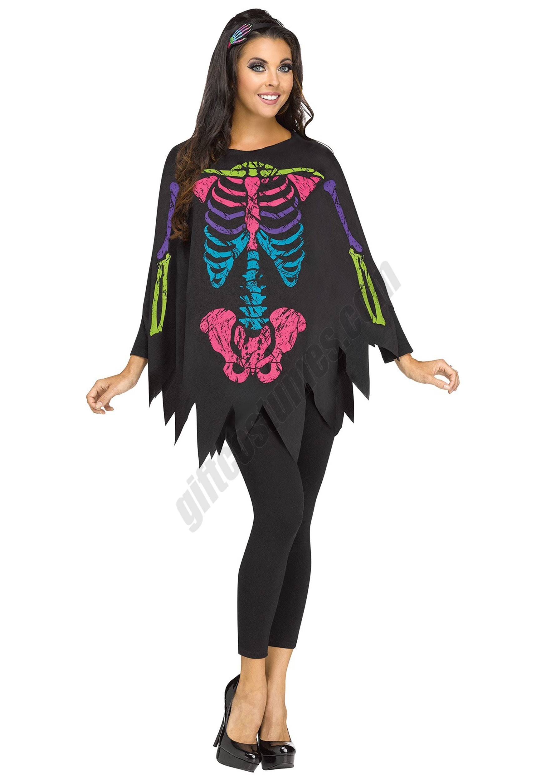 Color Bones Adult Poncho Costume - Women's - Color Bones Adult Poncho Costume - Women's