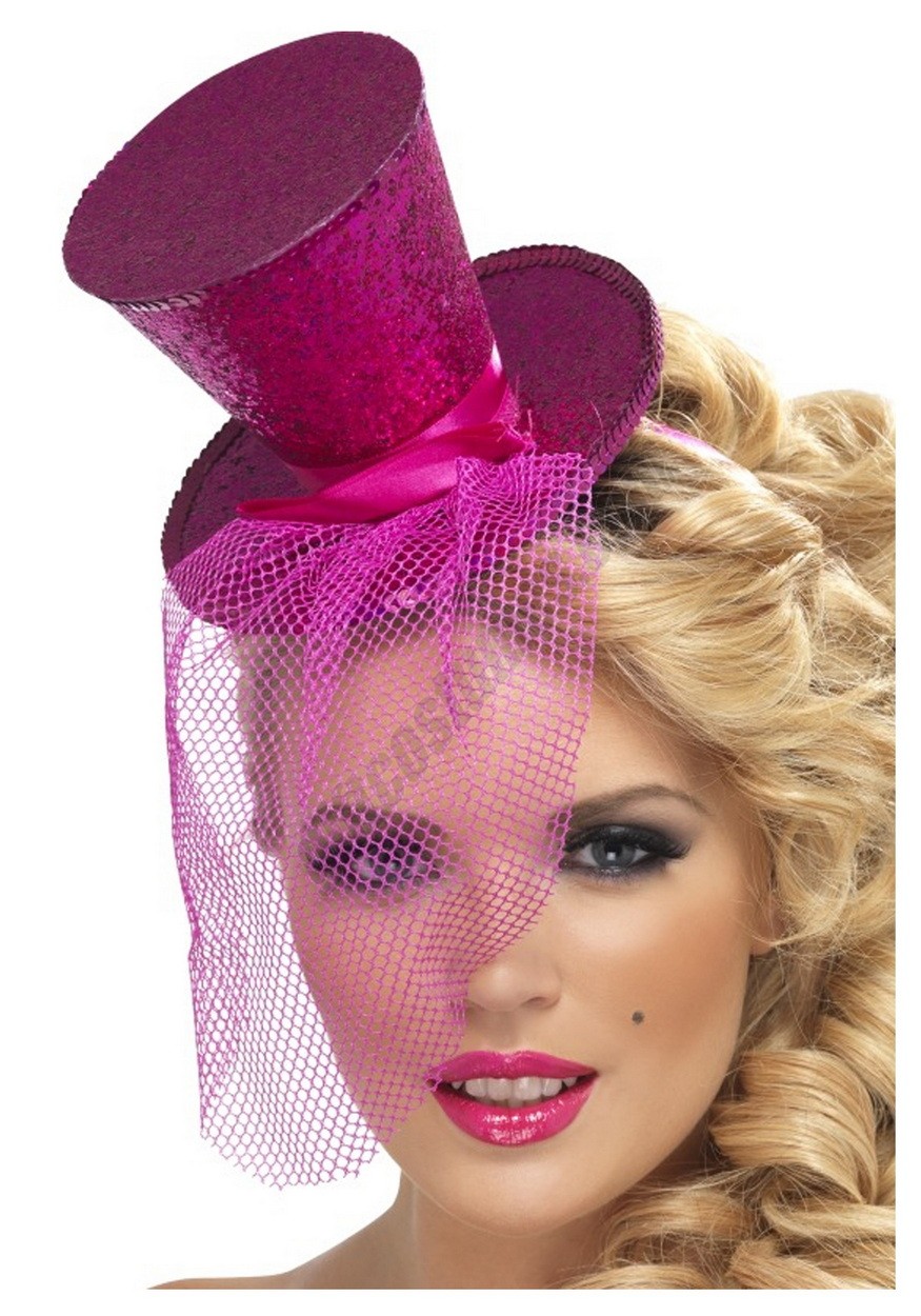 Hot Pink Glitter Mini Top Hat Promotions - Hot Pink Glitter Mini Top Hat Promotions