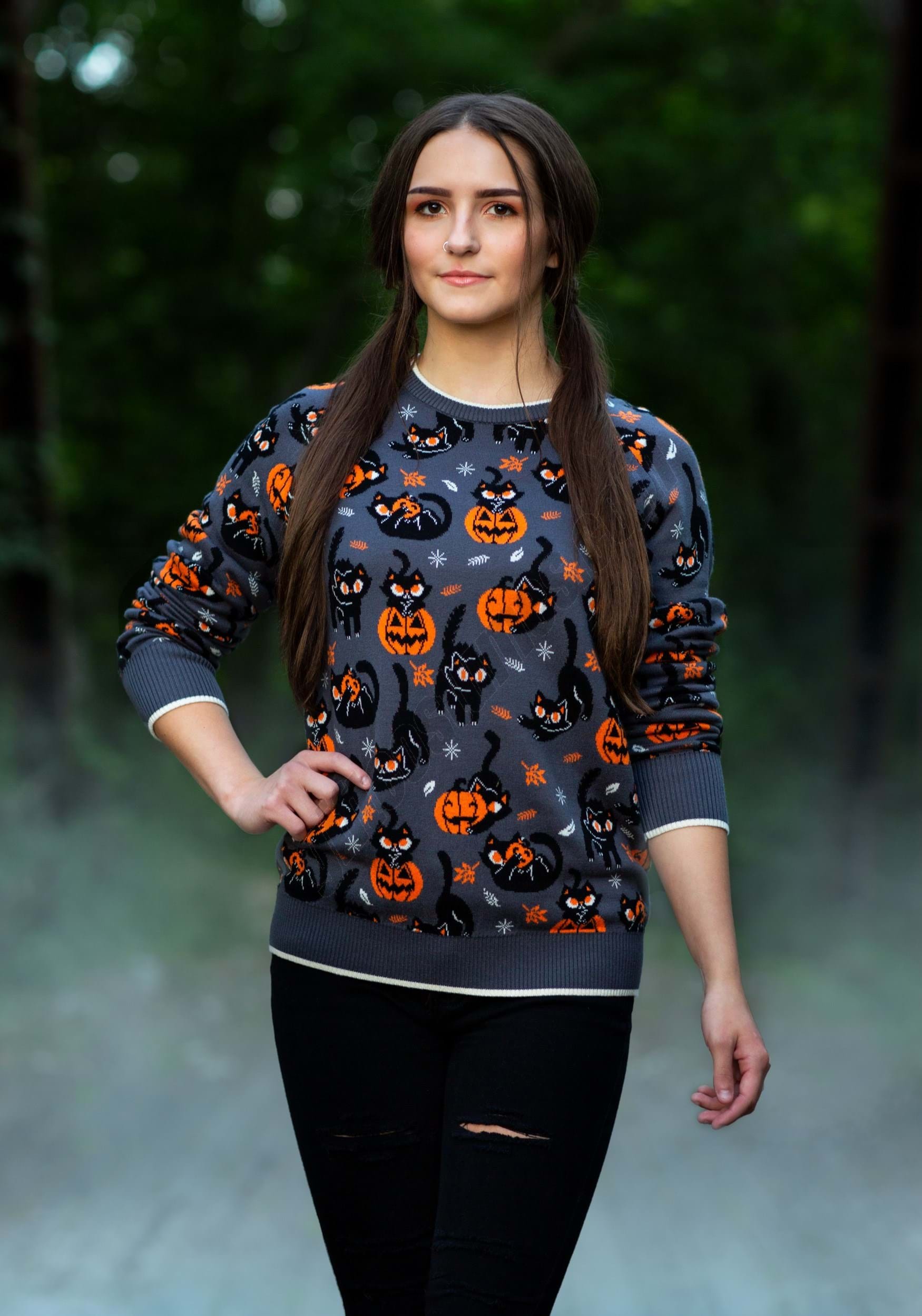 Adult Quirky Kitty Halloween Sweater Promotions - Adult Quirky Kitty Halloween Sweater Promotions