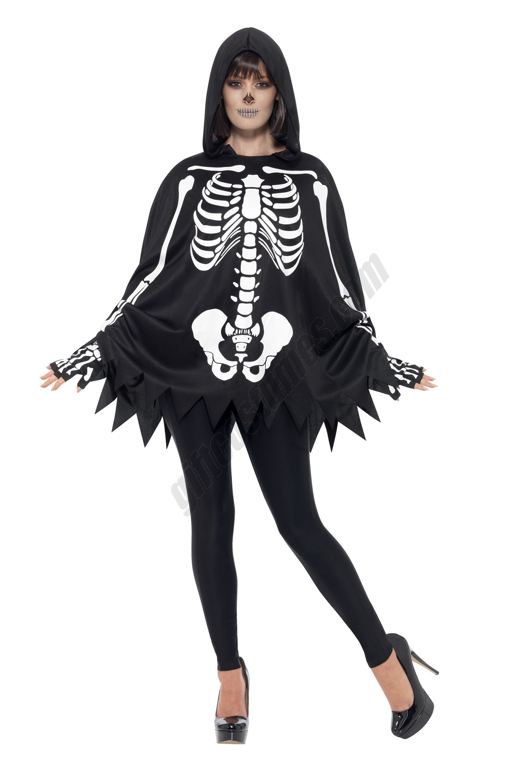 Adult's Poncho Skeleton Costume - Women's - Adult's Poncho Skeleton Costume - Women's