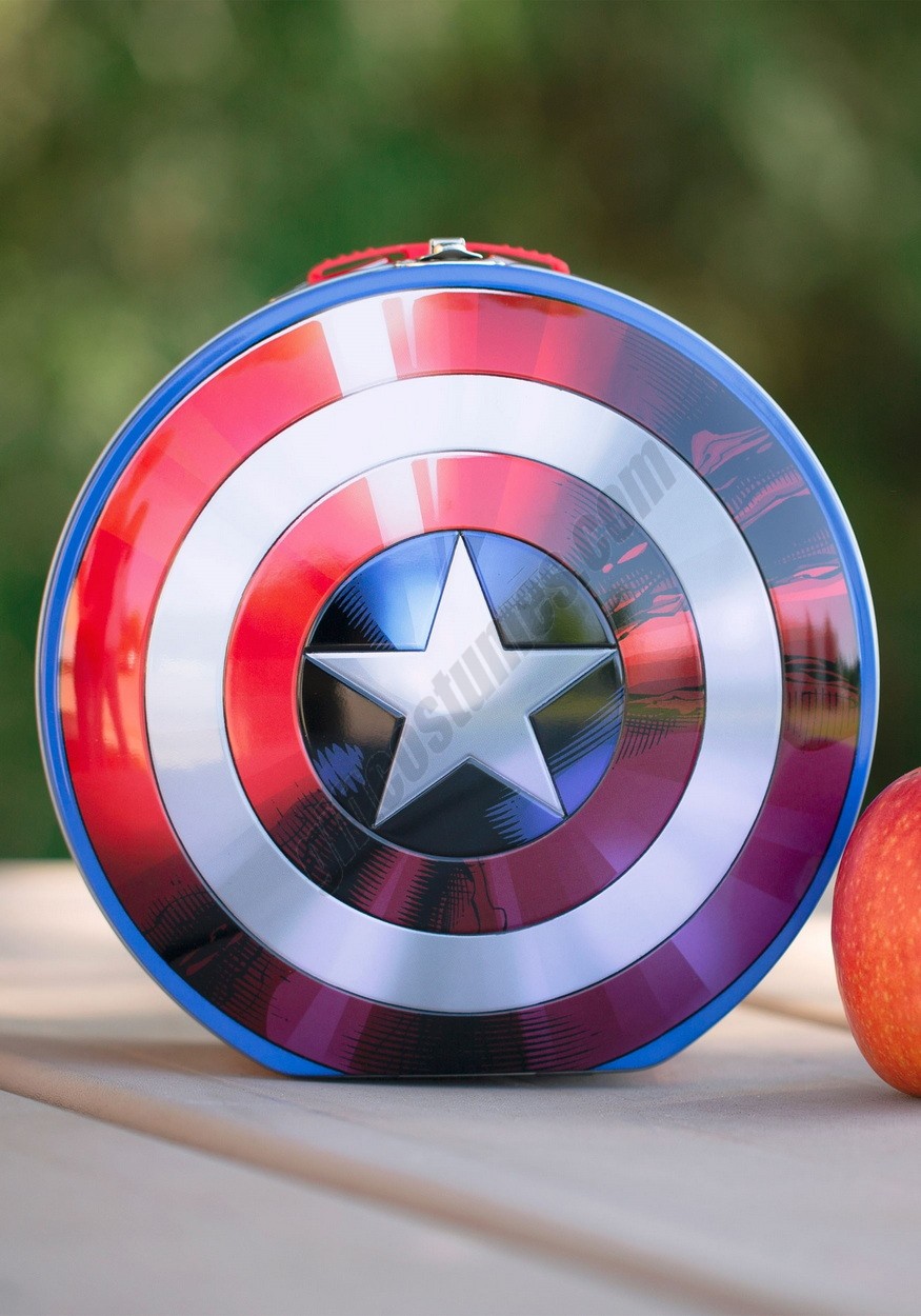Marvels Captain America Shield Shaped Tin Tote Promotions - Marvels Captain America Shield Shaped Tin Tote Promotions