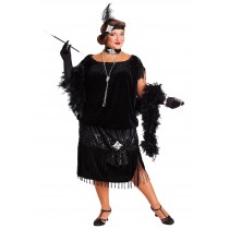 Plus Size Black Flapper Costume for Women