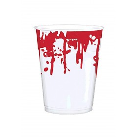 25 Ct. Halloween Bloody Hand Prints 16 oz. Party Cups Promotions