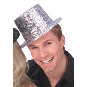 Adult Silver Glitter Top Hat Promotions
