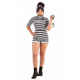 Womens Prisoner Romper Costume