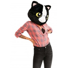 Adult Black Cat Mascot Head Mask Promotions