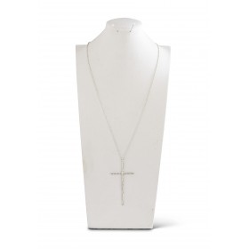 Matte Silver Elongated Cross on 36" Chain Promotions