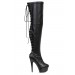 Black Lace Thigh High Boots for Women Promotions - 0
